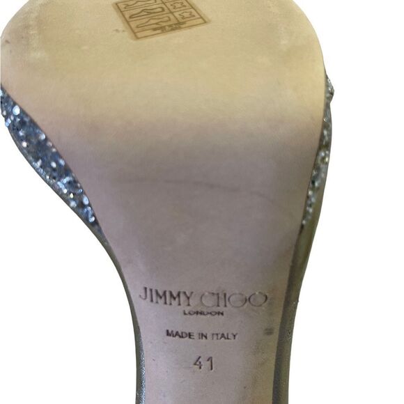 Jimmy Choo Misty Silver Glitter Sandals‎ - Picture 5 of 8